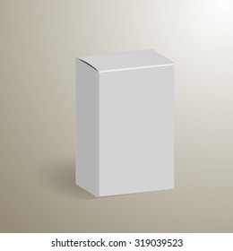 White Product Cardboard Package Box. Mock Up Template Ready For Design. Vector EPS10