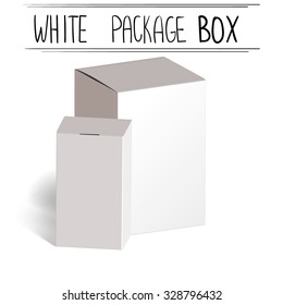 White Product Cardboard Package Box. Mock Up Template Ready For Design. Vector EPS10