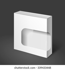 White Product Cardboard Package Box For Software, DVD, Electronic Device And Other Products. Mockup Template Ready For Your Design.