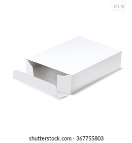 White Product Cardboard Package Box. Illustration Isolated On White Background. Mock Up Template Ready For Your Design. 