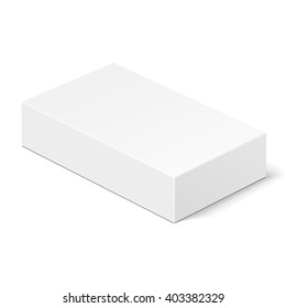 Caja de cartón blanco. Ilustración Aislada En Fondo Blanco. Plantilla De Montaje Preparada Para Su Diseño. Vector EPS10