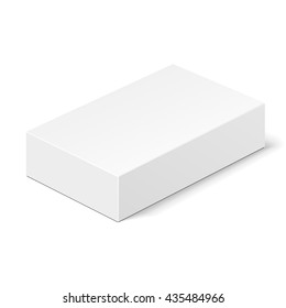 White Product Cardboard Package Box. Illustration Isolated On White Background. Mock Up Template Ready For Your Design. Vector EPS10