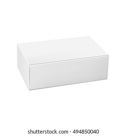 White Product Cardboard Package Box. Illustration Isolated On White Background. Mock Up Template Ready For Your Design. Vector EPS10