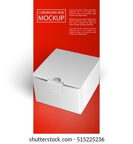 White Product Cardboard Package Box. Illustration Isolated On red and white Background. Mock Up Template Ready For Your Design. Red Line series.Red Line series. Vector illustration.