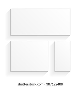 White Product Cardboard Package Boxes. Top View. Illustration Isolated On White Background. Mock Up Template Ready For Your Design. Vector EPS10