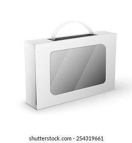 White Product Cardboard rectangular Package Box. Illustration Isolated On White Background. Mock Up Template Ready For Your Design. Vector EPS10