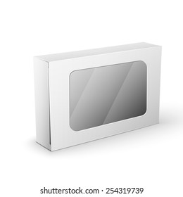 White Product Cardboard rectangular Package Box. Illustration Isolated On White Background. Mock Up Template Ready For Your Design. Vector EPS10