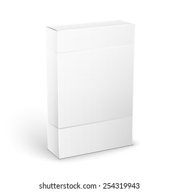 White Product Cardboard rectangular Package Box. Illustration Isolated On White Background. Mock Up Template Ready For Your Design. Vector EPS10