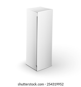 White Product Cardboard rectangular Package Box. Illustration Isolated On White Background. Mock Up Template Ready For Your Design. Vector EPS10
