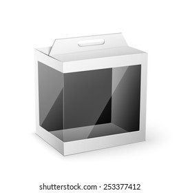 White Product Cardboard square Package Box. Illustration Isolated On White Background. Mock Up Template Ready For Your Design. Vector EPS10