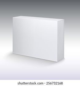White product cardboard, vector package box mockup. Illustration for your design.