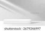 White product display stage on background area. Suitable for showcasing products, mockups, or presentations in a clean and elegant way.