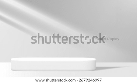 White product display stage on background area. Suitable for showcasing products, mockups, or presentations in a clean and elegant way.