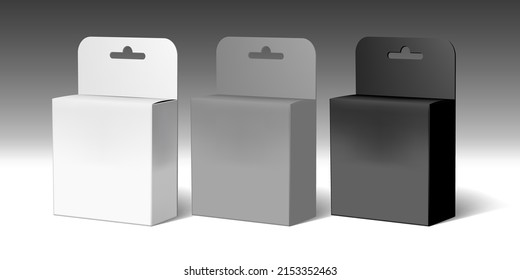White Product Package Box With Hang Slot. EPS10 Vector