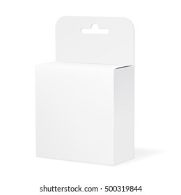White Product Package Box With Hang Slot. EPS10 Vector