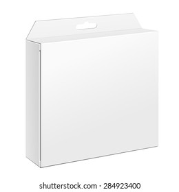 White Product Package Box. Illustration Isolated On White Background. Mock Up Template Ready For Your Design. Vector EPS10