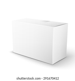 White Product Package Box. Illustration Isolated On White Background. Mock Up Template Ready For Your Design. Vector EPS10