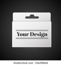 White Product Package Box. Paper Bag . Illustration Isolated On Black Background. Ready For Your Design. Product Packing Vector