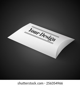 White Product Package Box. Paper Bag . Illustration Isolated On Black Background. Ready For Your Design. Product Packing Vector