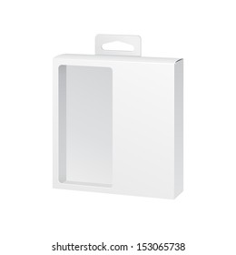 White Product Package Box With Window Illustration Isolated On White Background. Vector EPS10