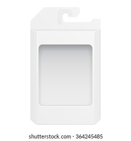 White Product Package Box With Window Illustration Isolated On White Background. Mock Up Template Ready For Your Design. Product Packing Vector EPS10