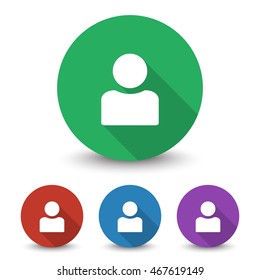 White Profile icon in different colors set