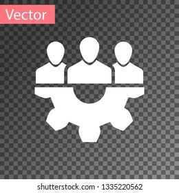 White Project team base icon isolated on transparent background. Business analysis and planning, consulting, team work, project management. Developers. Vector Illustration