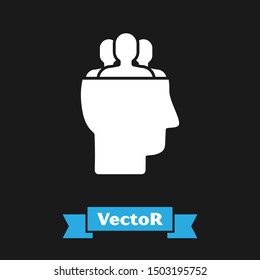 White Project team base icon isolated on black background. Business analysis and planning, consulting, team work, project management.  Vector Illustration