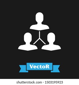 White Project team base icon isolated on black background. Business analysis and planning, consulting, team work, project management.  Vector Illustration