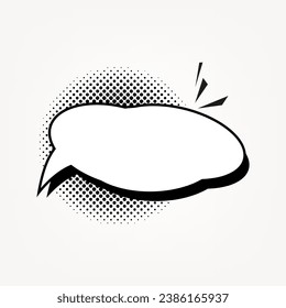 a white promotion bubble shape and element with black halftone abstract on white background. Vector, illustration used for marketing banner concept design