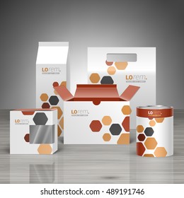 White promotional package design for corporate identity with geometric elements. Stationery set