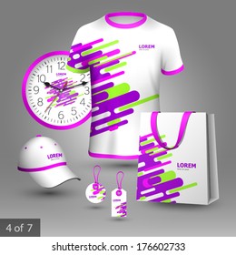 White promotional souvenirs design for company with color lines. Elements of stationery.