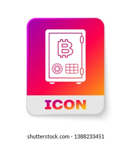 White Proof of stake icon isolated on white background. Cryptocurrency economy and finance collection. Rectangle color button. Vector Illustration