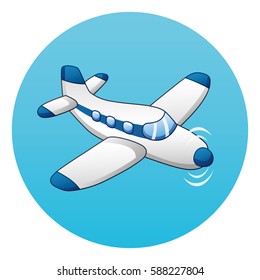 White propeller airplane vector icon.