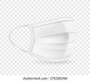 White protective face mask vector illustration isolated on transparent background