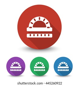 White Protractor Ruler icon in different colors set