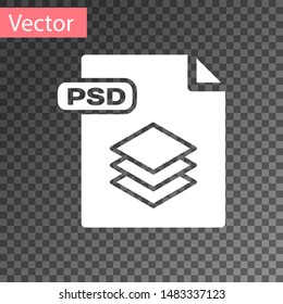 White PSD file document. Download psd button icon isolated on transparent background. PSD file symbol.  Vector Illustration