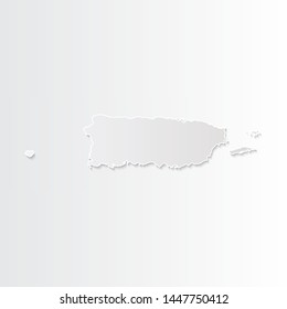 White Puerto Rico map-countries. Vector paper map of Puerto Rico on a gray background. Vector illustration.