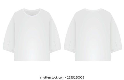 White puff sleeve t shirt. vector