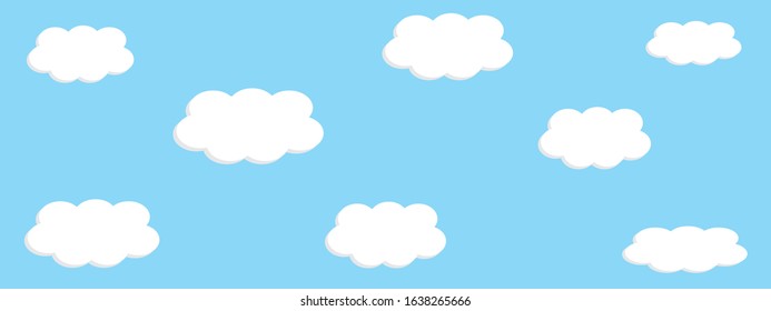 white puffy clouds in blue sky vector design