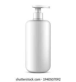 White Pump Head Bottle of Cream. Cosmetic Template of the Brand.