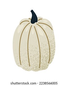 White pumpkin icon. Graphic element for website. Halloween and international holiday of fear and horror. Design element for greeting and invitation postcard. Cartoon flat vector illustration