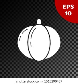White Pumpkin icon isolated on transparent dark background. Happy Halloween party.  Vector Illustration