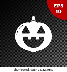 White Pumpkin icon isolated on transparent dark background. Happy Halloween party.  Vector Illustration