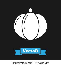 White Pumpkin icon isolated on black background. Happy Halloween party.  Vector Illustration