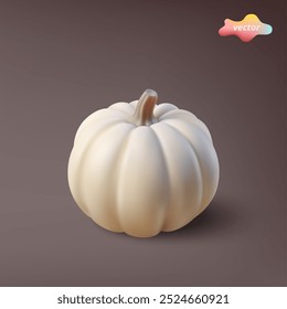 White pumpkin on a dark background for the halloween holiday or thanksgiving day. 3d vector image