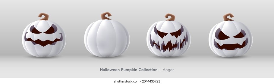 White pumpkin set of Halloween - Anger expression