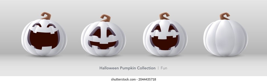 White pumpkin set of Halloween - Fun expression