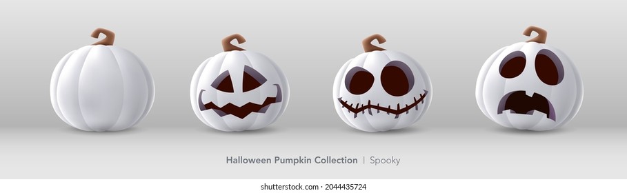 White pumpkin set of Halloween - Spooky expression