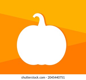 White pumpkin shape on orange background. Vector illustration